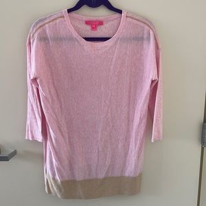 Lilly Pulitzer Pink Quarter Sleeve Cotton Top Small